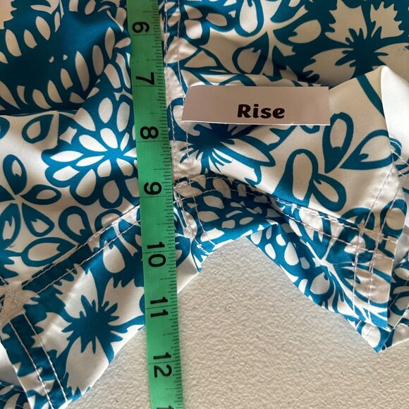 Adidas Junior Size 7 Board Shorts Floral Teal White Velcro & Tie Waistband - Picture 9 of 12